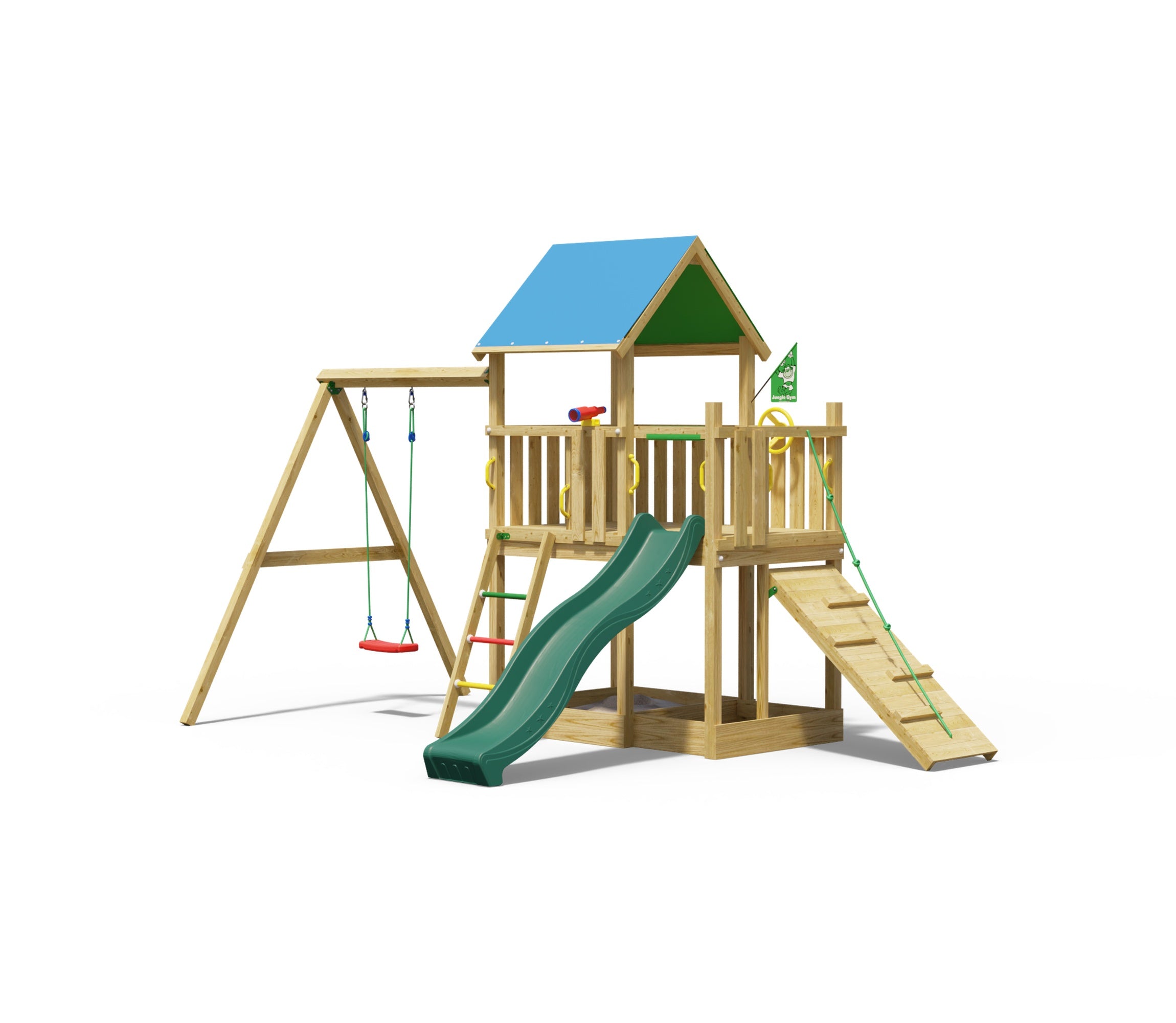 jungle-gym-jungle-manor-arrampicatore-in-legno-con-altalena image 1