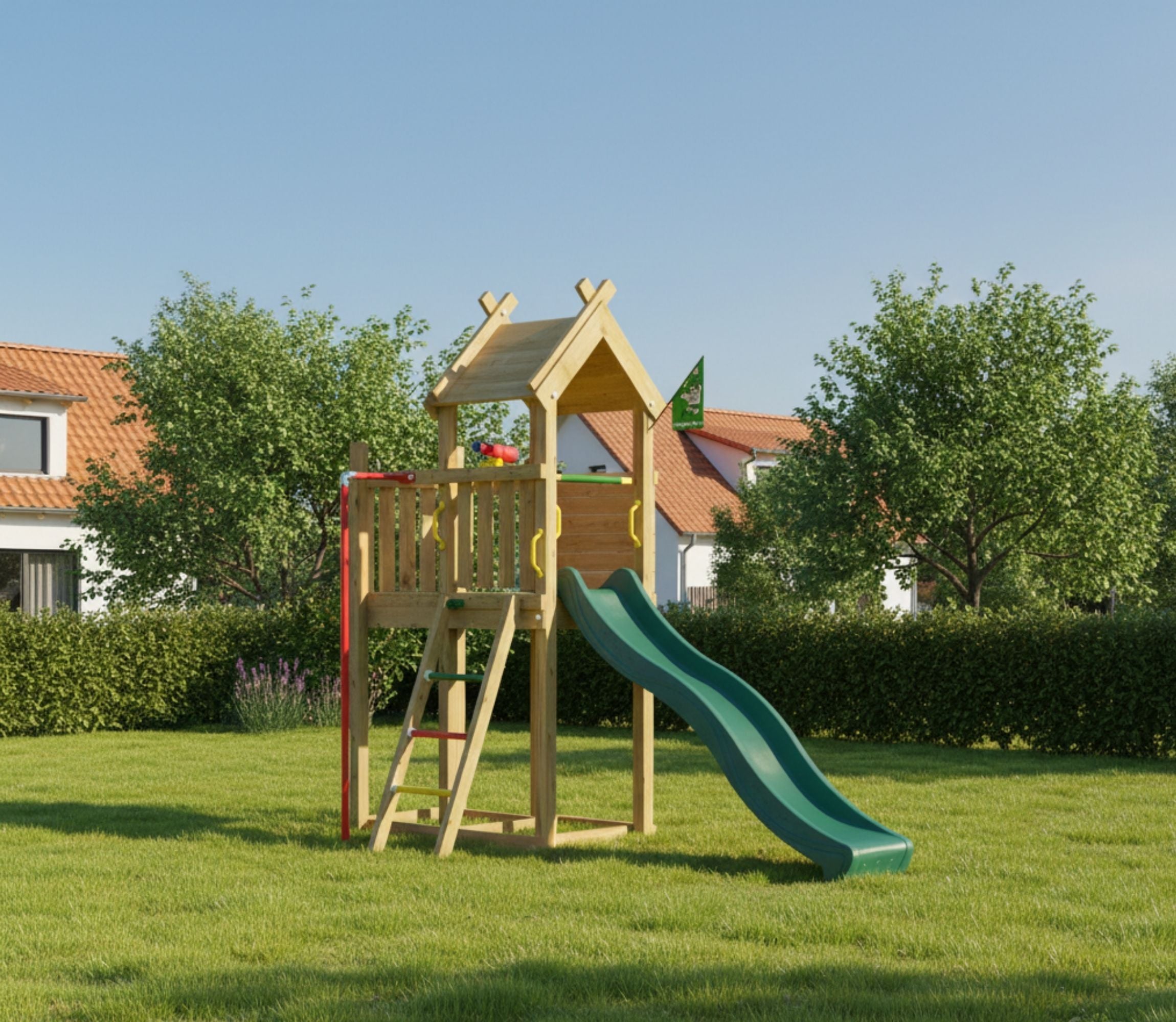 jungle-gym-jungle-tiki-castello-arrampicata-in-legno-per-giardino-con-scivolo-e- image 2