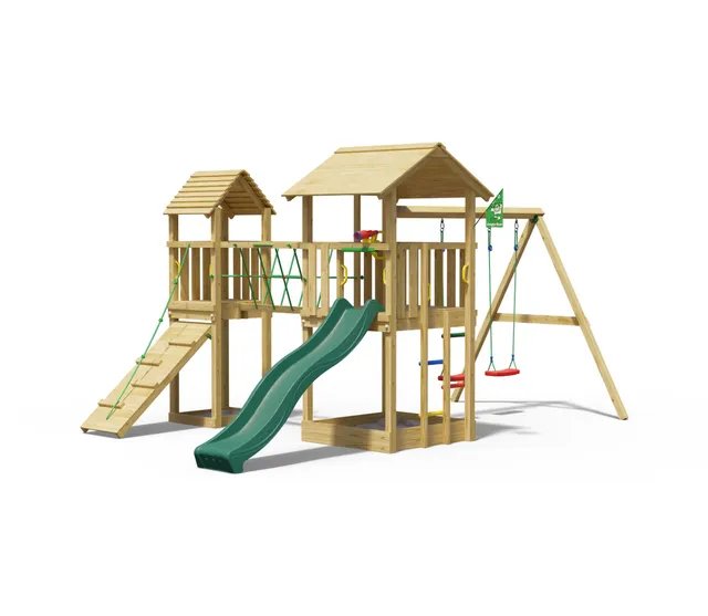 jungle-gym-jungle-nova-arrampicatore-in-legno-con-doppia-altalena image 1