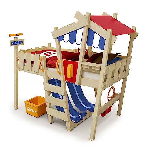 wickey-crazy-hutty-letto-a-soppalco-per-bambini-in-legno-con-tetto-scivolo-a-ond image 7