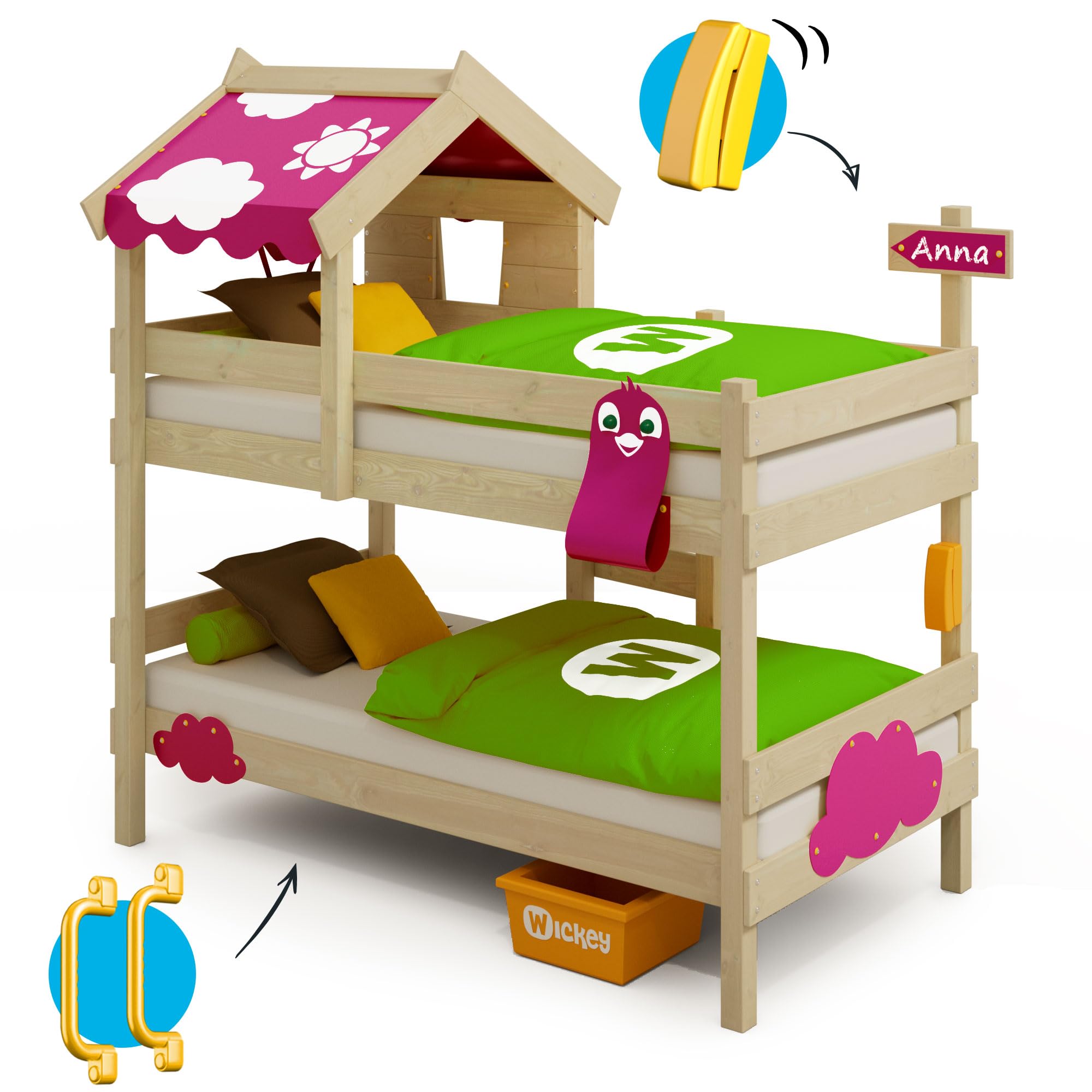 wickey-crazy-daisy-letto-a-castello-per-bambini-con-tetto-finestra-scaletta-e-re image 6