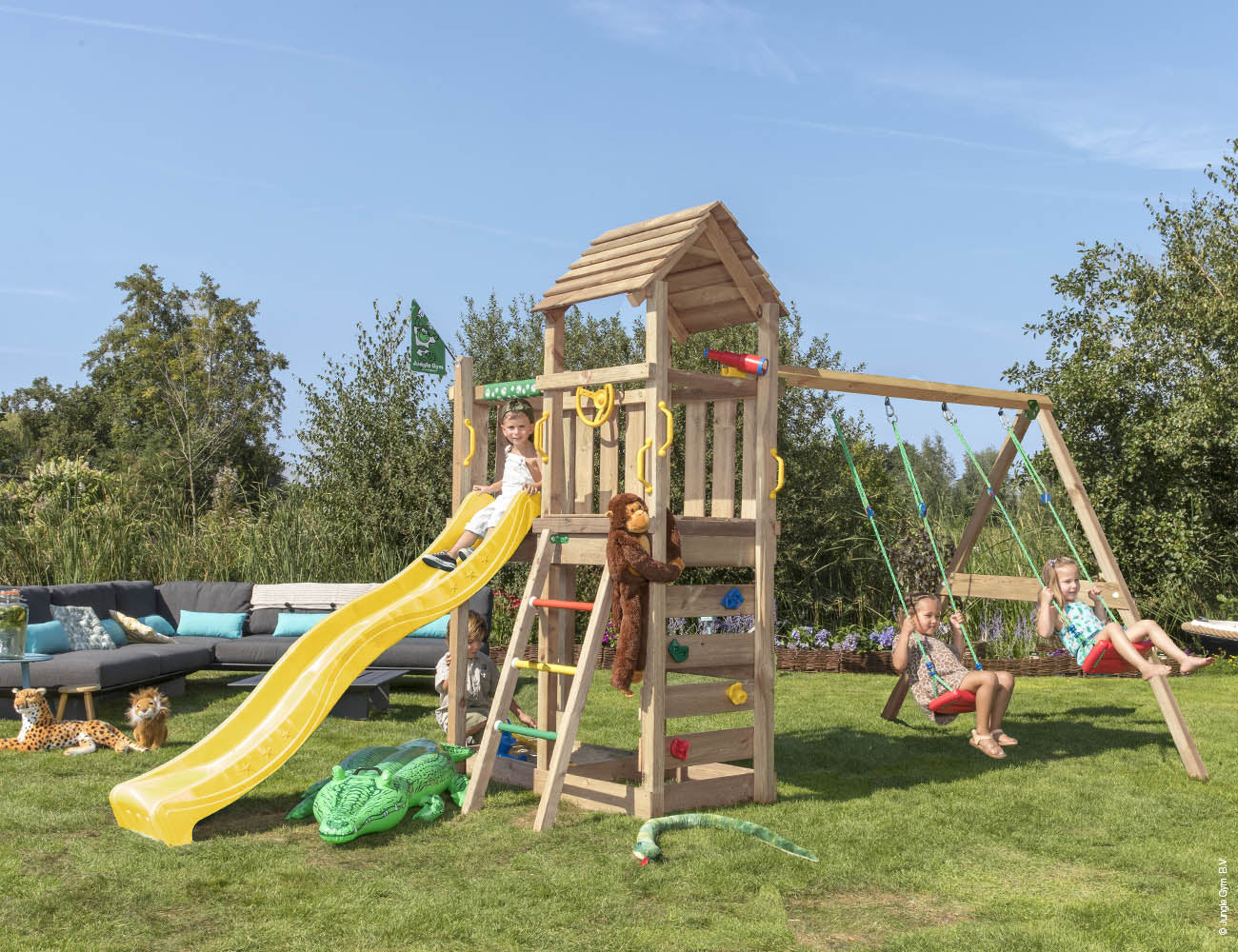 jungle-gym-jungle-safari-castello-arrampicata-in-legno-con-doppia-altalena image 7