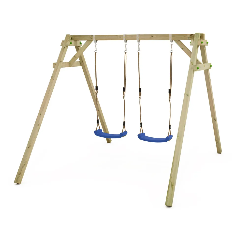 wickey-smart-move-altalena-doppia-in-legno-per-giardino-con-due-seggiolini-blu image 1