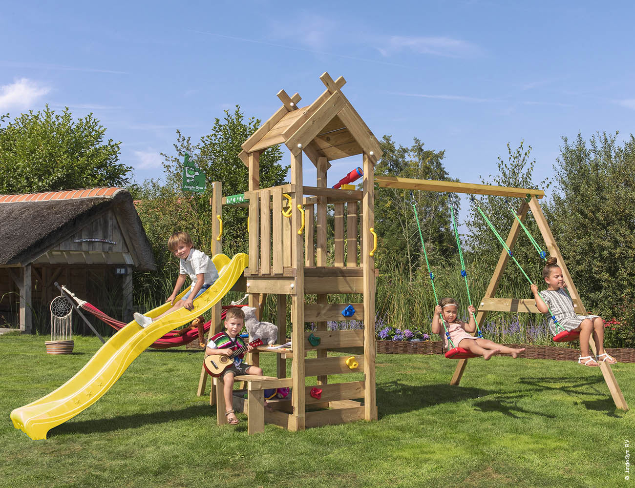 jungle-gym-jungle-teepee-arrampicatore-in-legno-con-doppia-altalena image 7