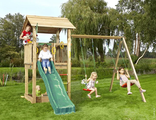 jungle-gym-jungle-casa-struttura-in-legno-per-arrampicata-con-doppia-altalena image 1