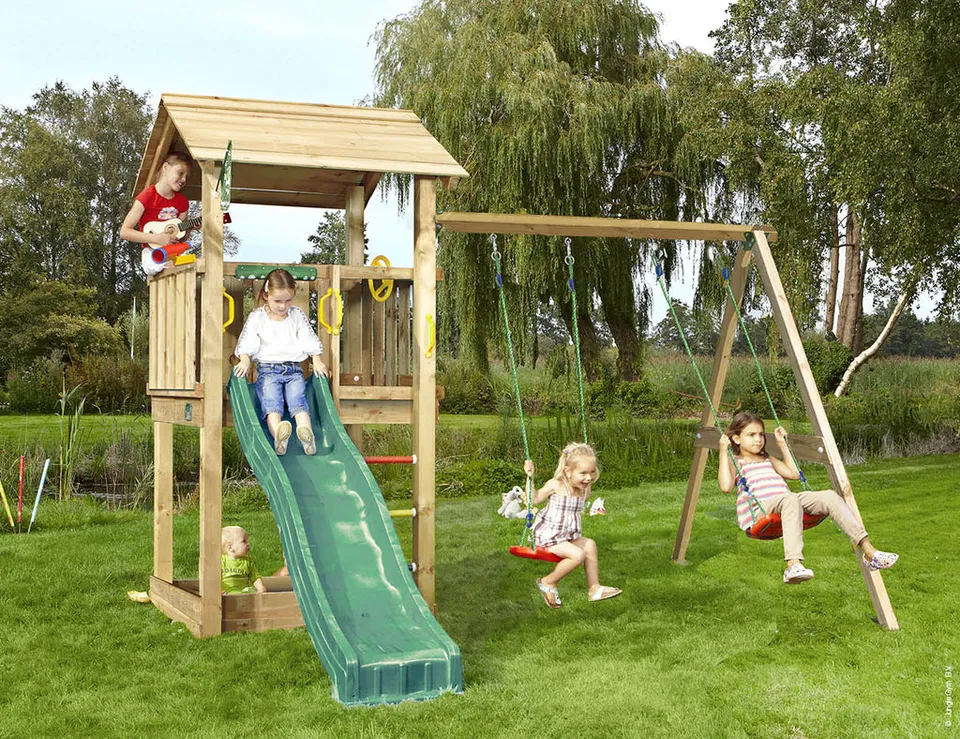 jungle-gym-jungle-casa-struttura-in-legno-per-arrampicata-con-doppia-altalena image 1