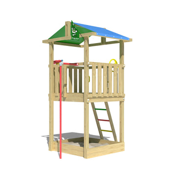 jungle-gym-jungle-hut-castello-arrampicata-in-legno-con-palo-dei-pompieri-sabbie image 4