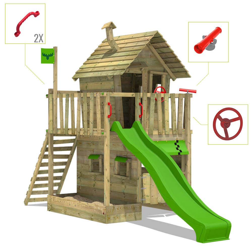 fatmoose-rebelracer-parco-giochi-in-legno-per-giardino-con-scivolo-mela-verde-ca image 3