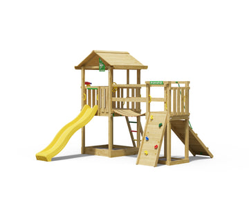 jungle-gym-jungle-house-parco-giochi-in-legno-con-scivolo-e-ponte-traballante image 6