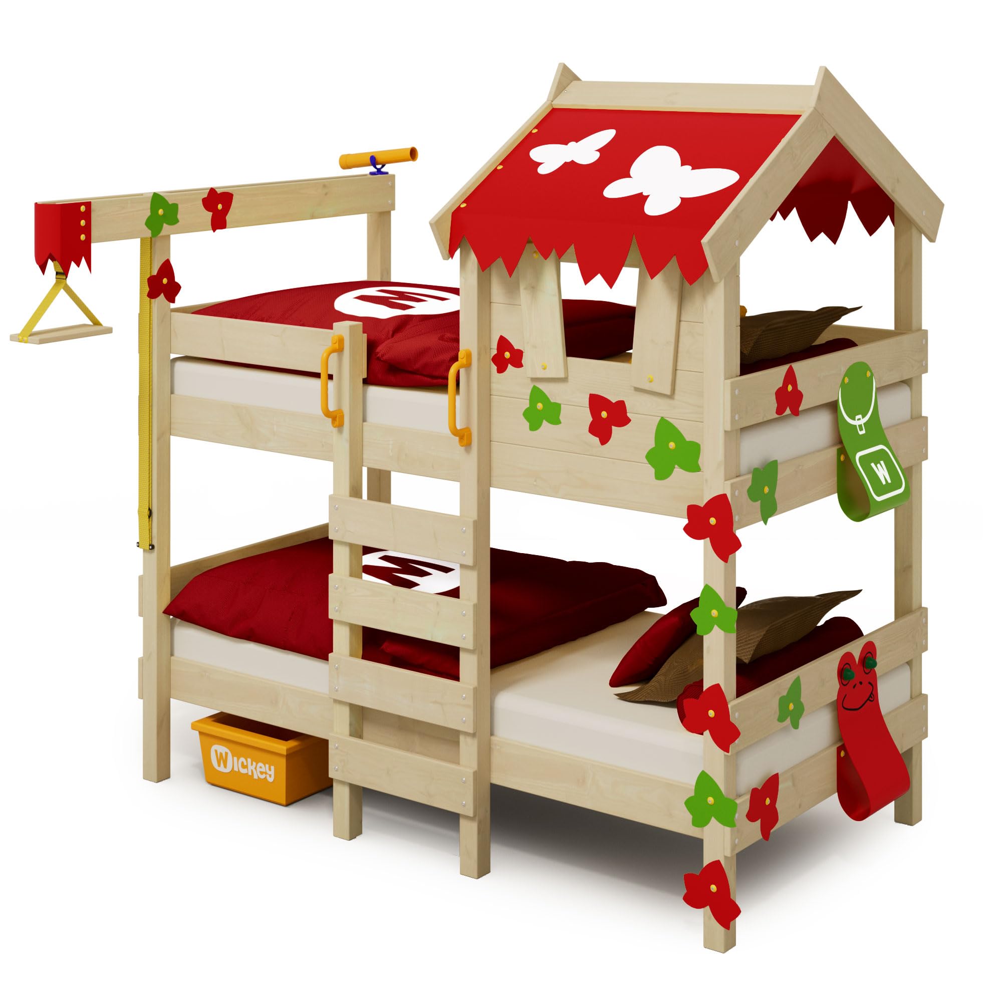 wickey-crazy-ivy-letto-a-castello-per-2-bambini-con-tetto-scaletta-e-rete-a-dogh image 1