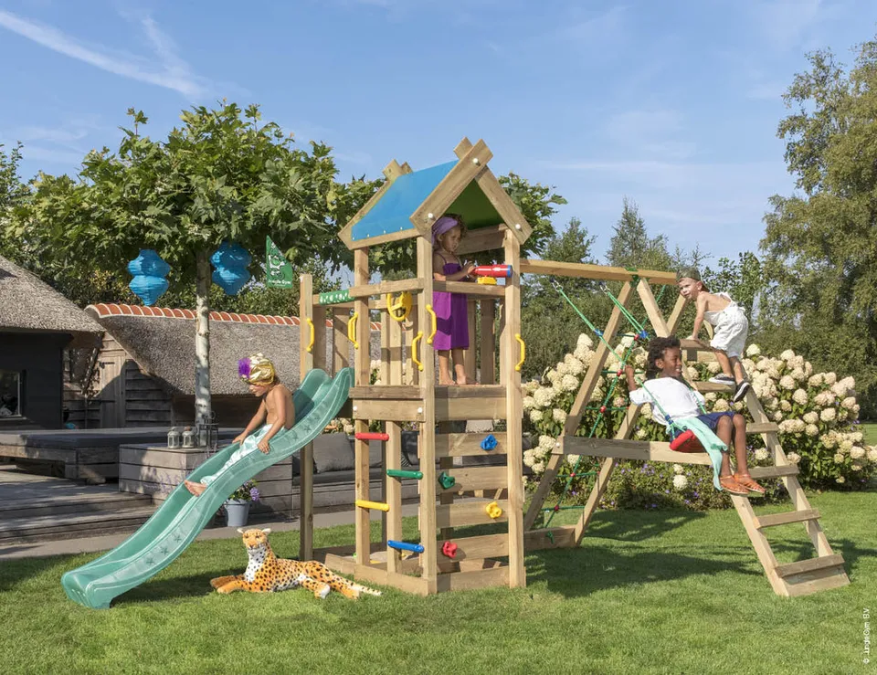 jungle-gym-jungle-nomad-struttura-da-arrampicata-in-legno-con-altalena-e-rete-da image 1
