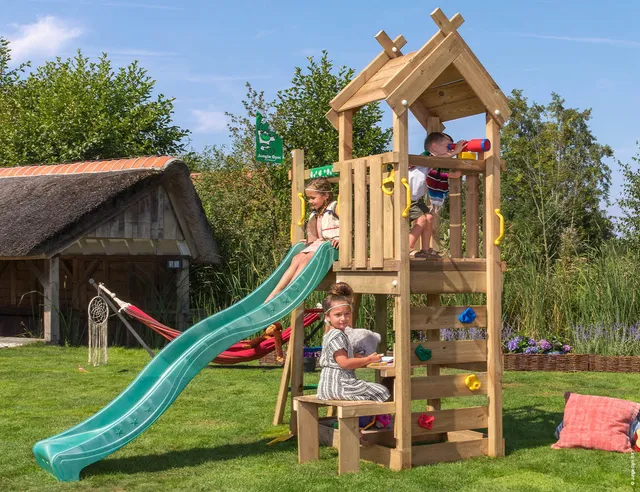 jungle-gym-jungle-teepee-castello-arrampicata-in-legno-con-scivolo-e-tavolo-da-p image 1