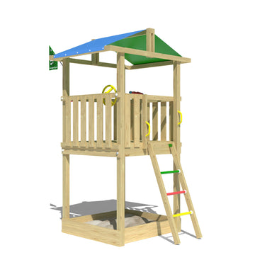 jungle-gym-jungle-hut-castello-arrampicata-in-legno-con-palo-dei-pompieri-sabbie image 6