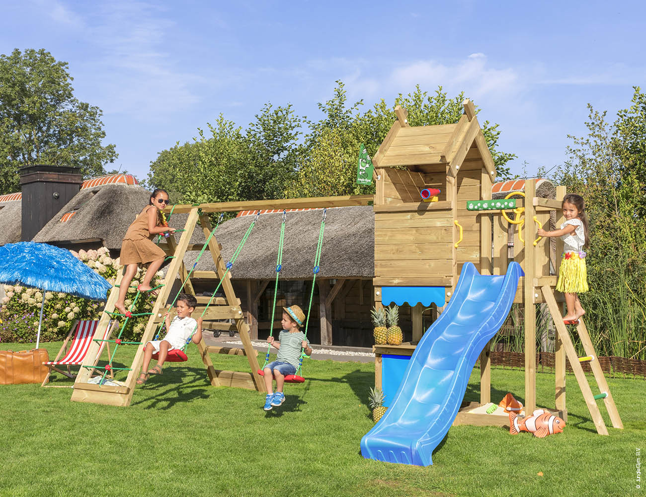 jungle-gym-jungle-resort-torre-gioco-con-altalene-e-rete-di-arrampicata image 8