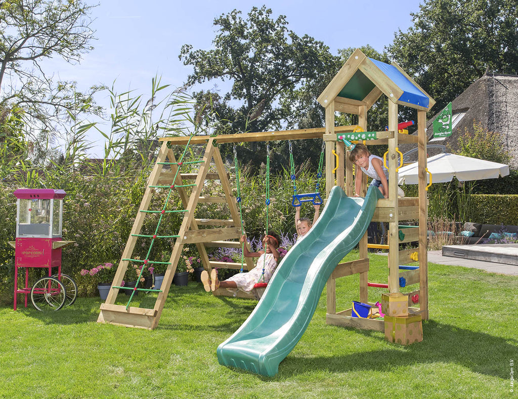 jungle-gym-jungle-patio-castello-arrampicata-in-legno-con-altalena-trapezio-sabb image 1