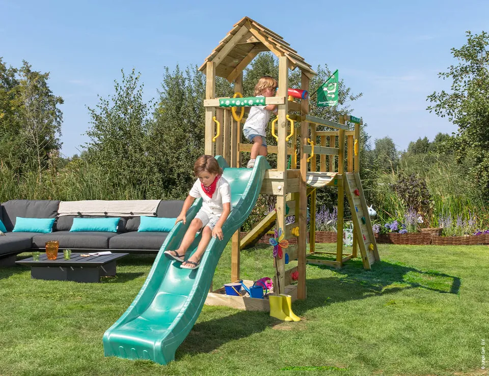 jungle-gym-jungle-cocoon-telaio-in-legno-con-scivolo-e-ponte-mobile image 1
