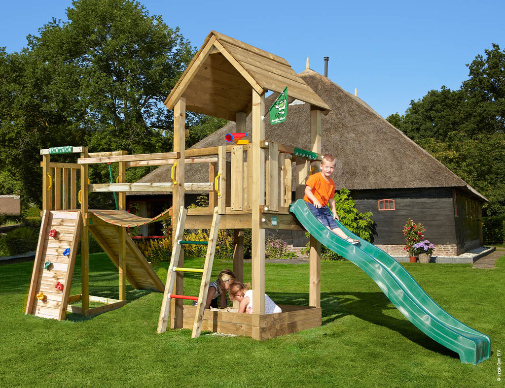 jungle-gym-jungle-club-castello-arrampicata-in-legno-con-scivolo-e-ponte image 1
