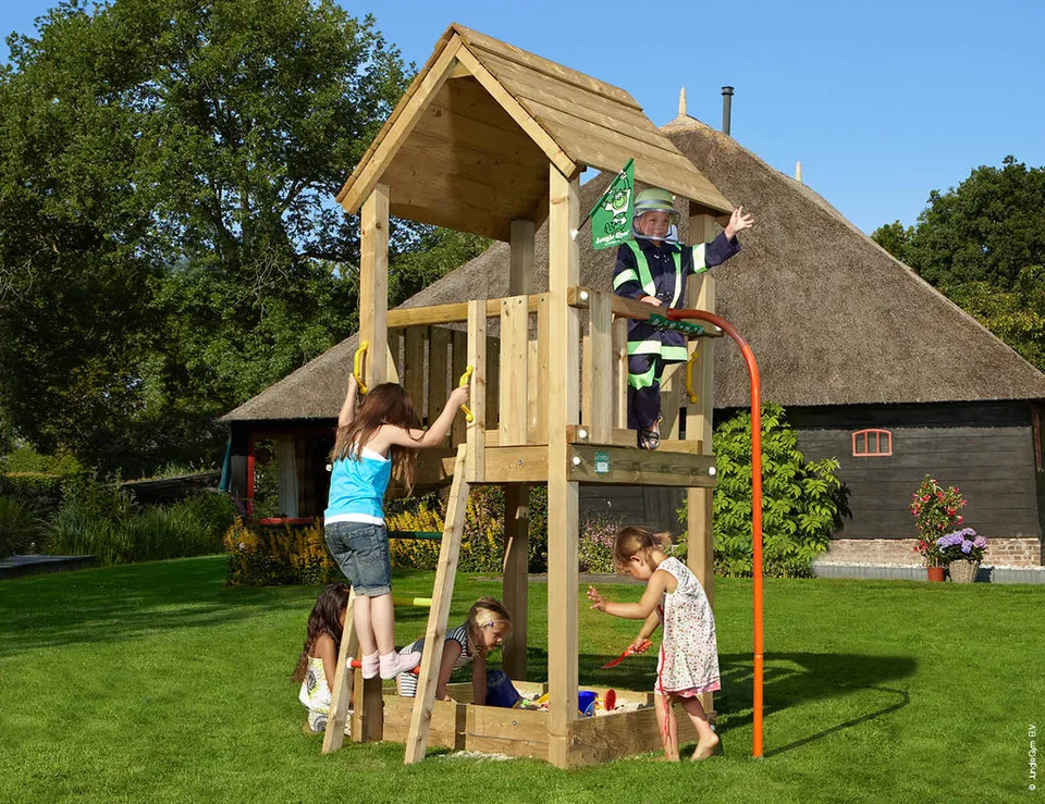 jungle-gym-jungle-club-telaio-in-legno-per-arrampicata-con-palo-da-pompiere-scal image 1