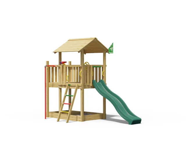 jungle-gym-jungle-marvel-parco-giochi-in-legno-con-scivolo-e-palo-dei-pompieri image 1