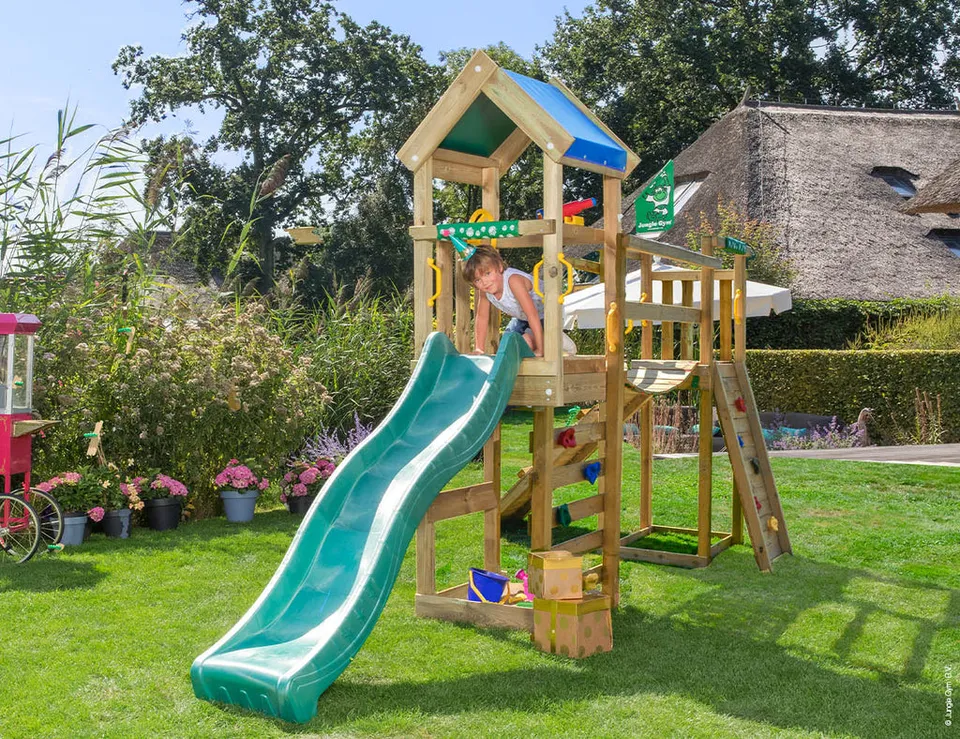 jungle-gym-jungle-patio-castello-arrampicata-in-legno-con-scivolo-e-ponte-trabal image 1