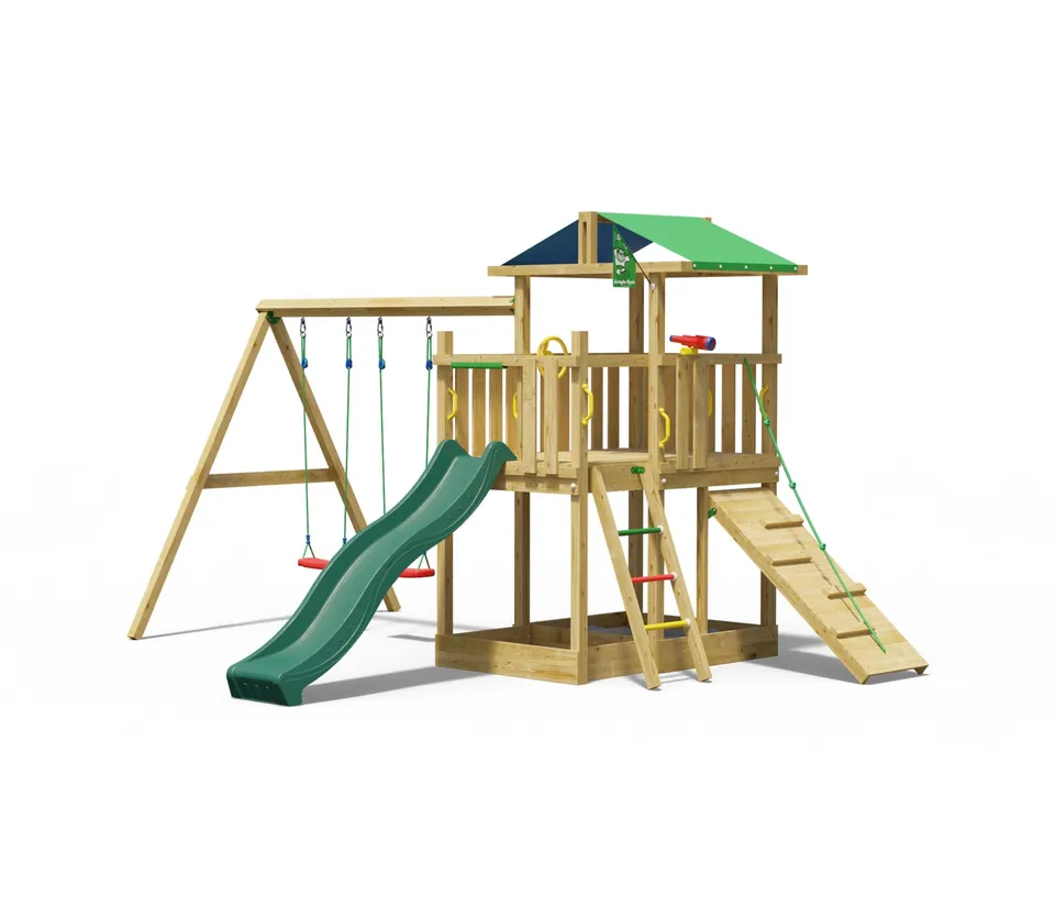 jungle-gym-jungle-zenith-castello-arrampicata-in-legno-con-doppia-altalena-scivo image 1
