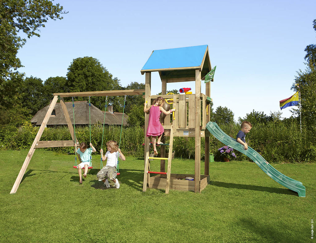 jungle-gym-castle-casa-gioco-in-legno-con-doppia-altalena image 1