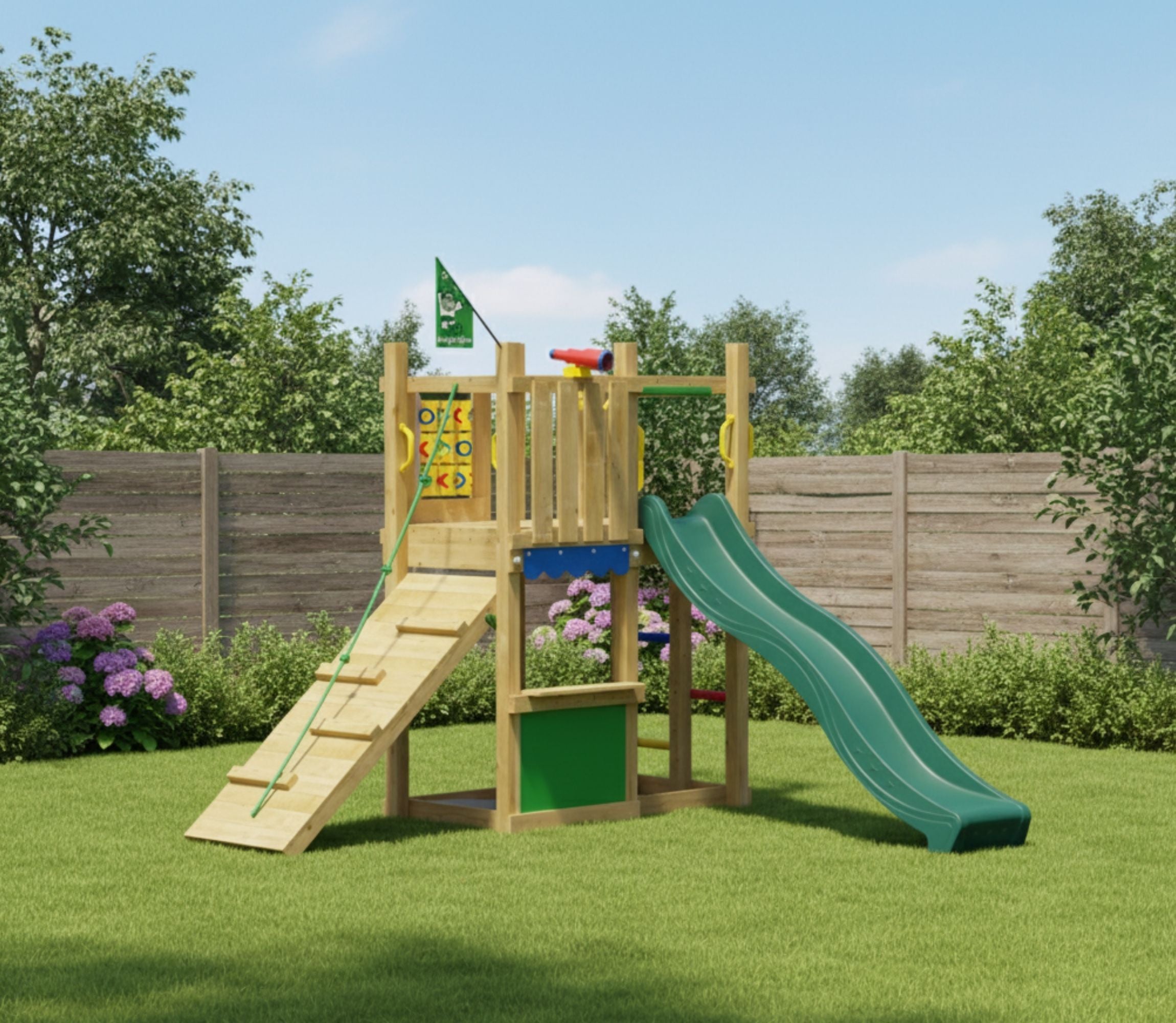 jungle-gym-jungle-trail-casa-da-gioco-in-legno-con-scivolo-e-bancarella-set-arra image 2
