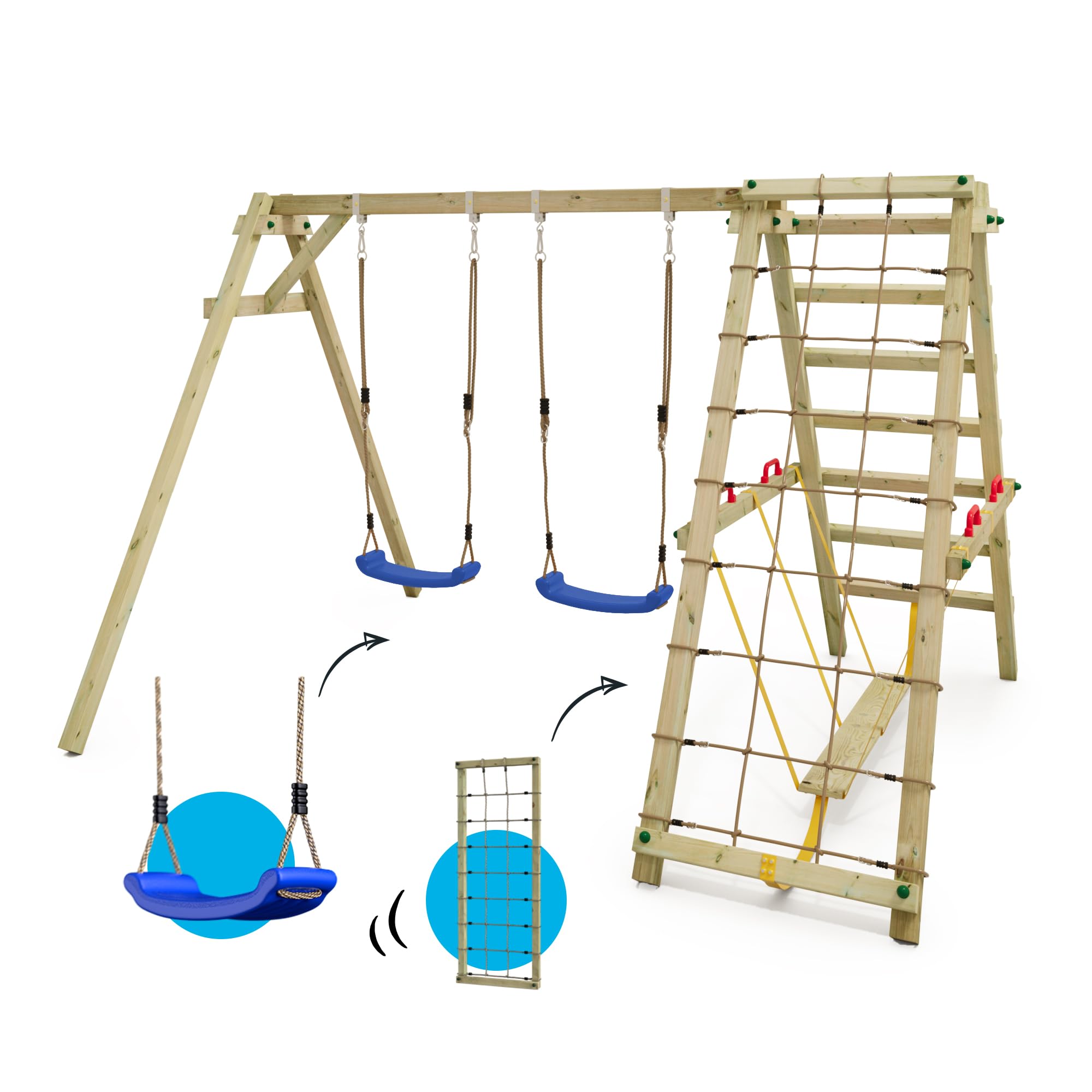 wickey-smart-hike-altalena-doppia-in-legno-per-giardino-con-modulo-surfswing-e-a image 5