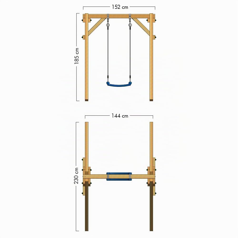wickey-smart-one-altalena-singola-in-legno-per-giardino-blu-con-seggiolino-e-tra image 4