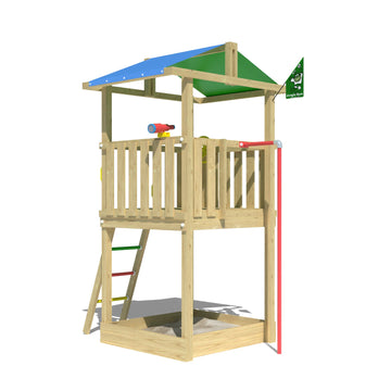 jungle-gym-jungle-hut-castello-arrampicata-in-legno-con-palo-dei-pompieri-sabbie image 3