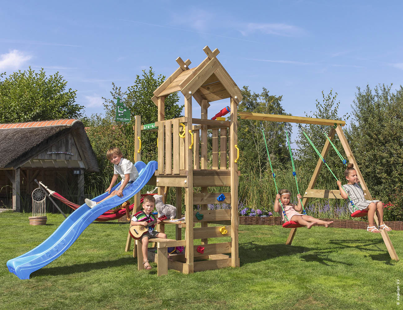 jungle-gym-jungle-teepee-arrampicatore-in-legno-con-doppia-altalena image 8