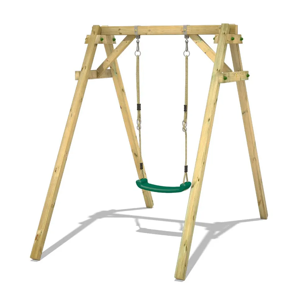 wickey-smart-one-altalena-singola-in-legno-per-giardino-blu-con-seggiolino-e-tra image 1