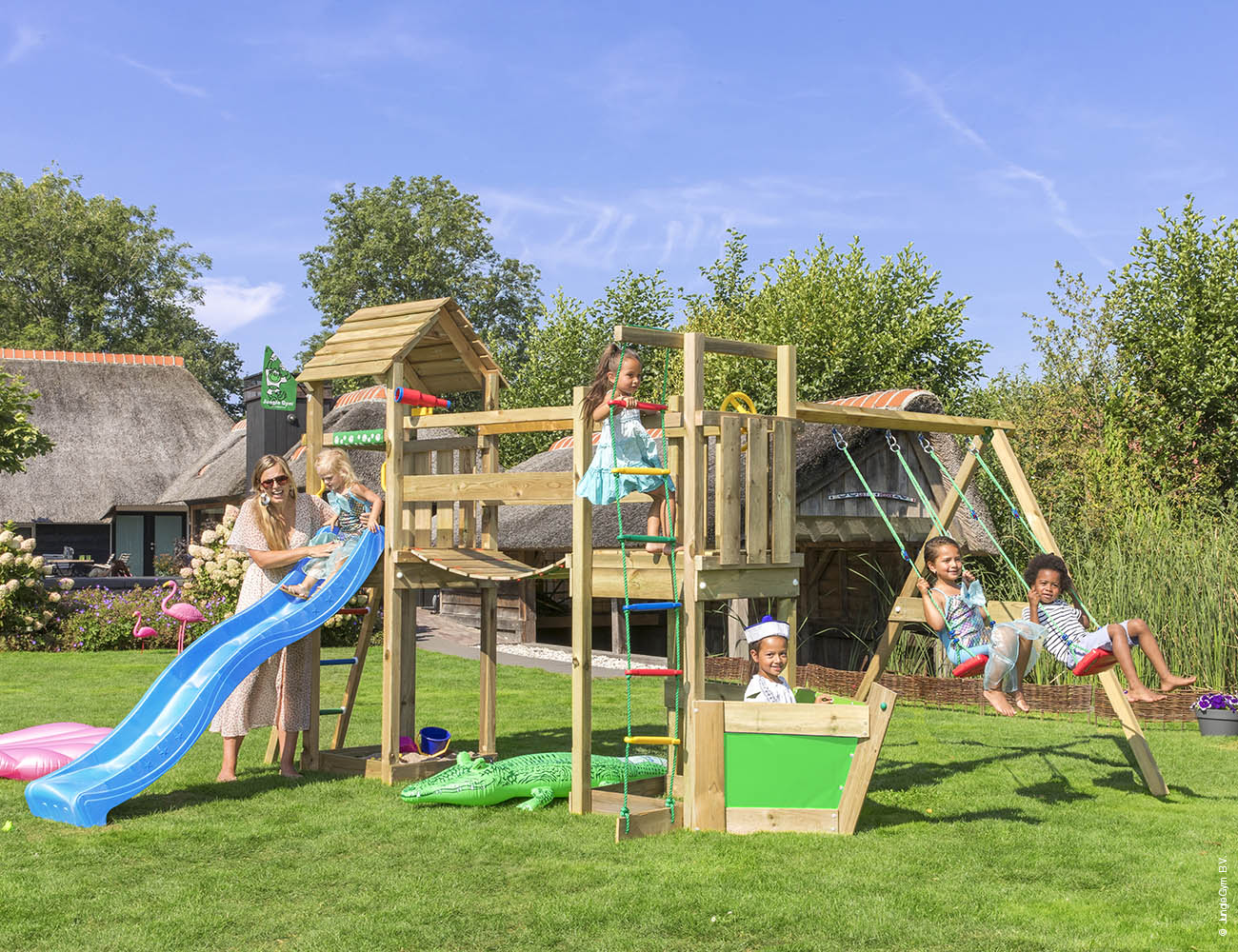 jungle-gym-jungle-voyager-castello-arrampicata-in-legno-con-doppia-altalena-sciv image 8