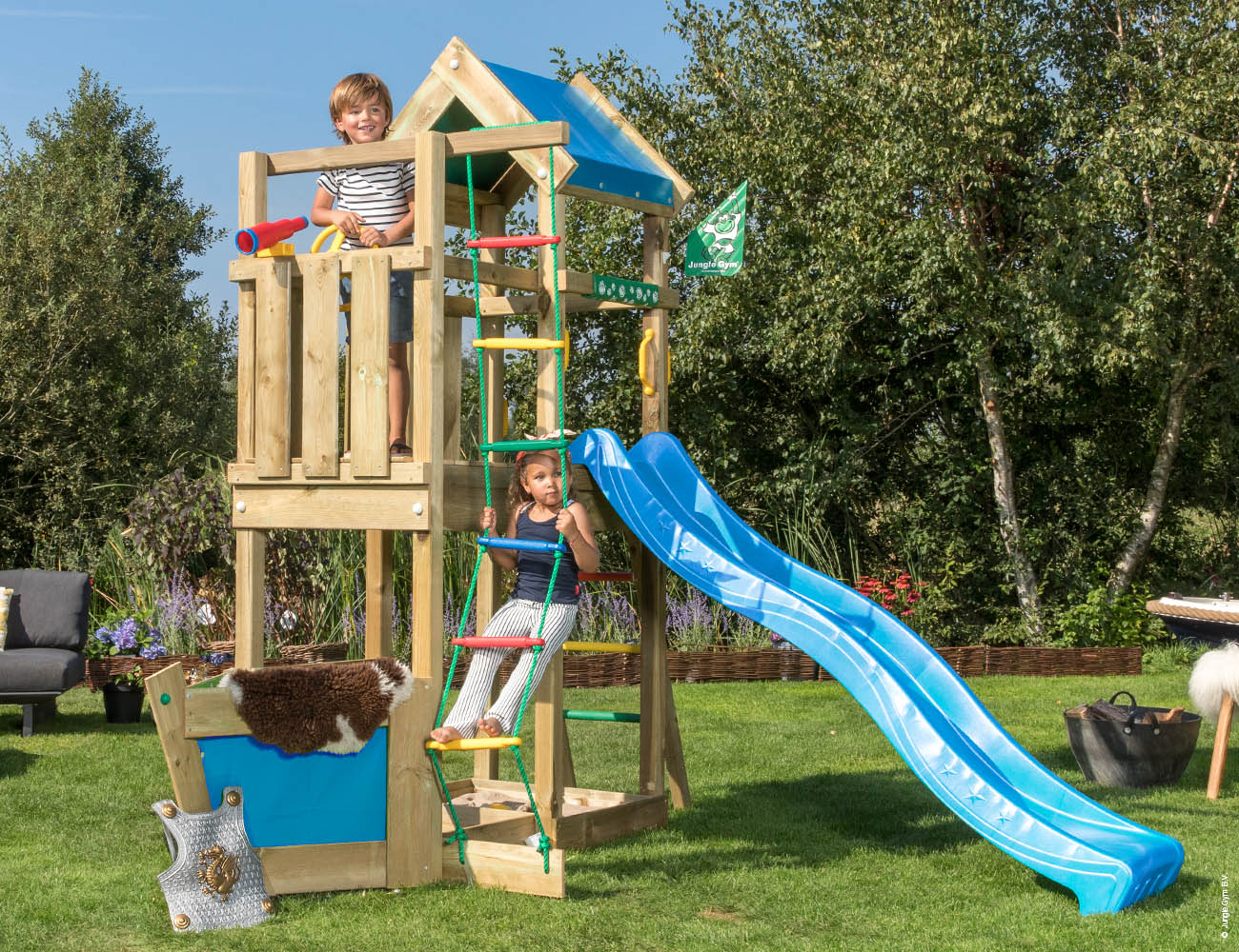 jungle-gym-jungle-viking-castello-arrampicata-in-legno-con-scivolo image 8