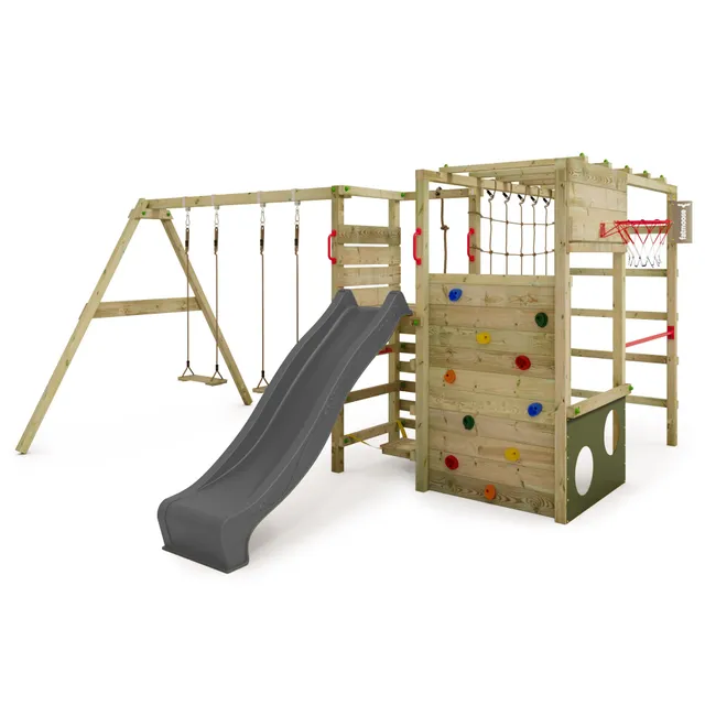 fatmoose-actionarena-air-gioco-da-giardino-antracite-con-altalena-scivolo-canest image 1