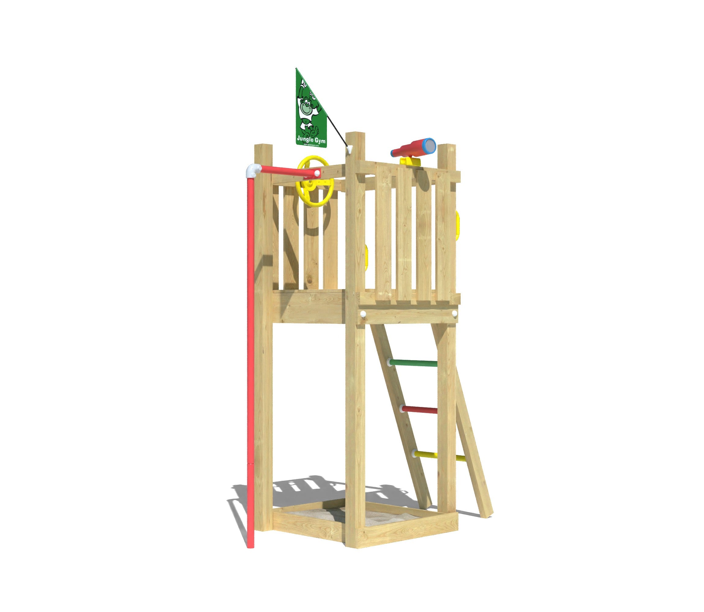 jungle-gym-jungle-tower-castello-in-legno-per-arrampicata-con-palo-antincendio-s image 1