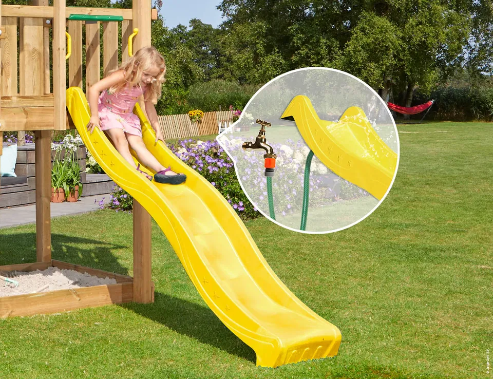 jungle-gym-wavy-star-slide-xl-giallo-scivolo-ondulato-da-220-cm-per-castelli-in- image 1
