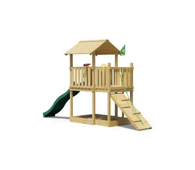 jungle-gym-jungle-drift-telaio-da-arrampicata-in-legno-con-scivolo-e-tetto-in-le image 1