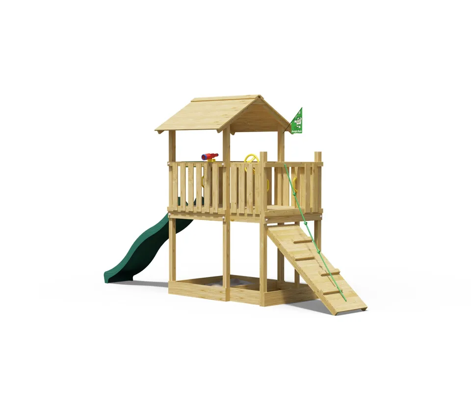 jungle-gym-jungle-drift-telaio-da-arrampicata-in-legno-con-scivolo-e-tetto-in-le image 1