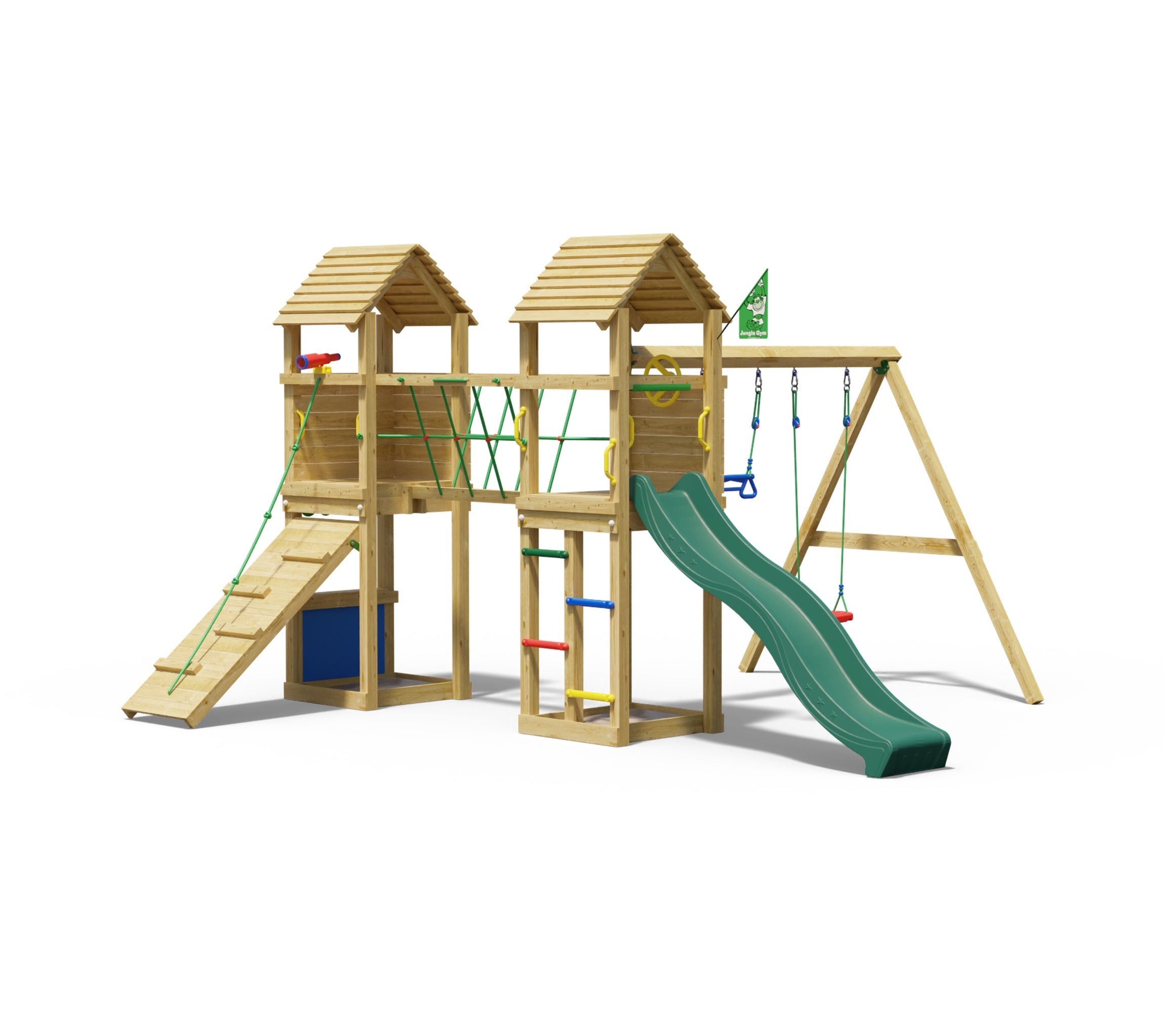 jungle-gym-jungle-gatehouse-castello-in-legno-con-doppia-altalena image 1