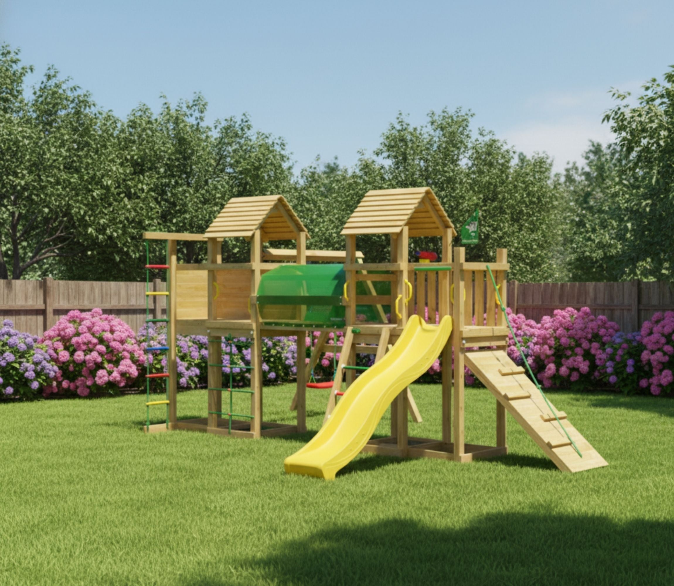 jungle-gym-jungle-leda-torre-casa-gioco-in-legno-con-altalena image 2