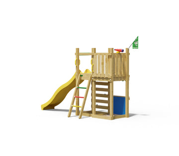 jungle-gym-nest-castello-in-legno-con-scivolo-e-banco-del-mercato image 3