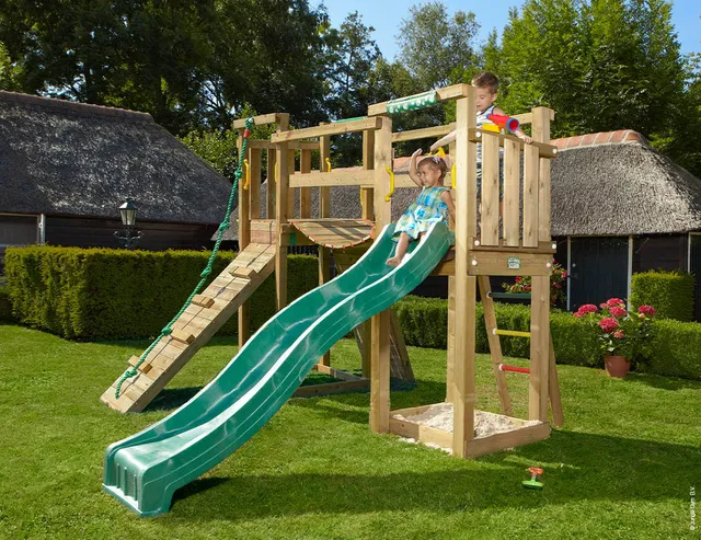 jungle-gym-jungle-tower-castello-da-arrampicata-in-legno-con-scivolo-e-ponte image 1