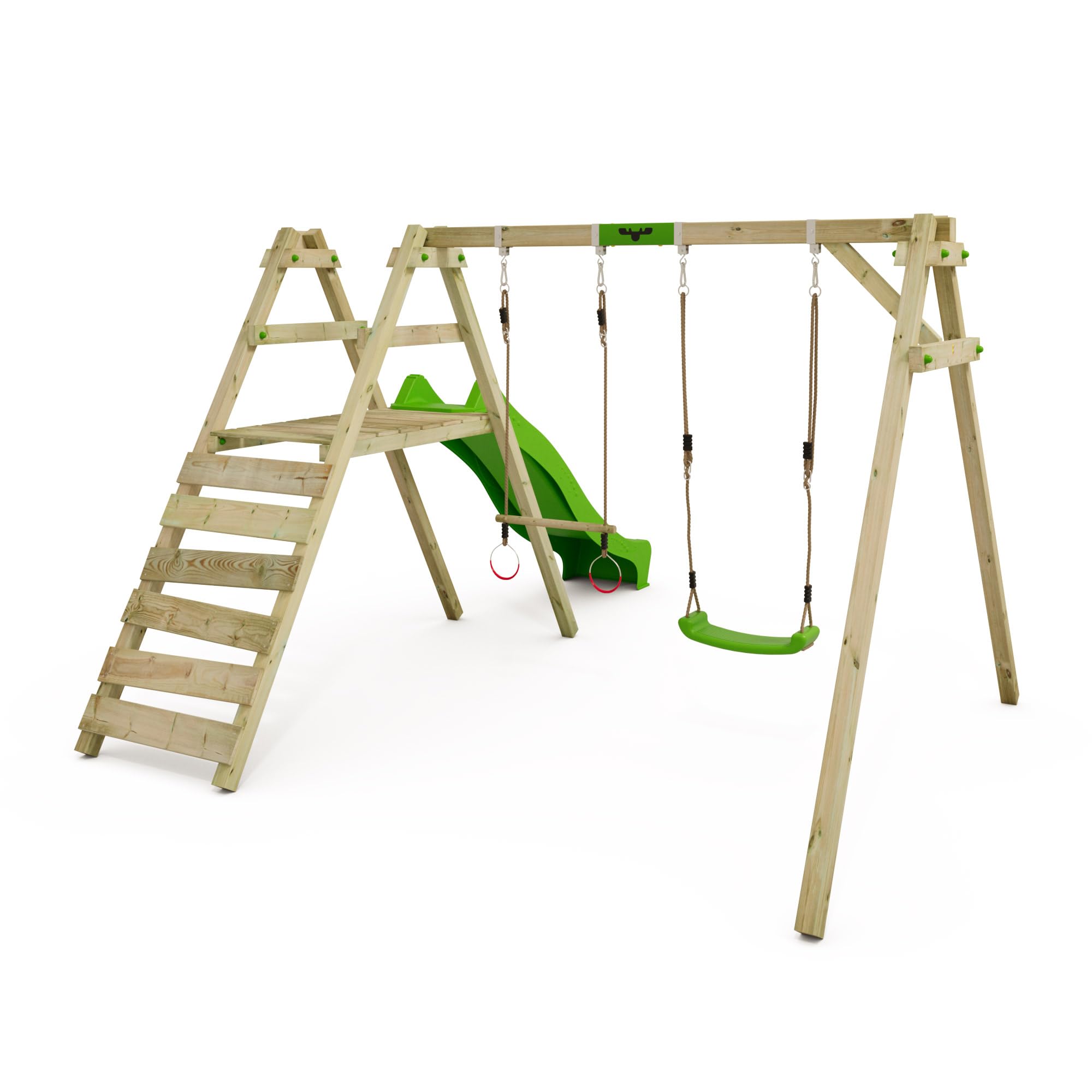 fatmoose-jollyjack-altalena-doppia-in-legno-per-giardino-con-scivolo-verde-mela- image 4