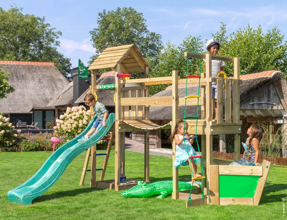 jungle-gym-jungle-voyager-struttura-in-legno-con-scivolo-e-ponte-di-arrampicata image 1