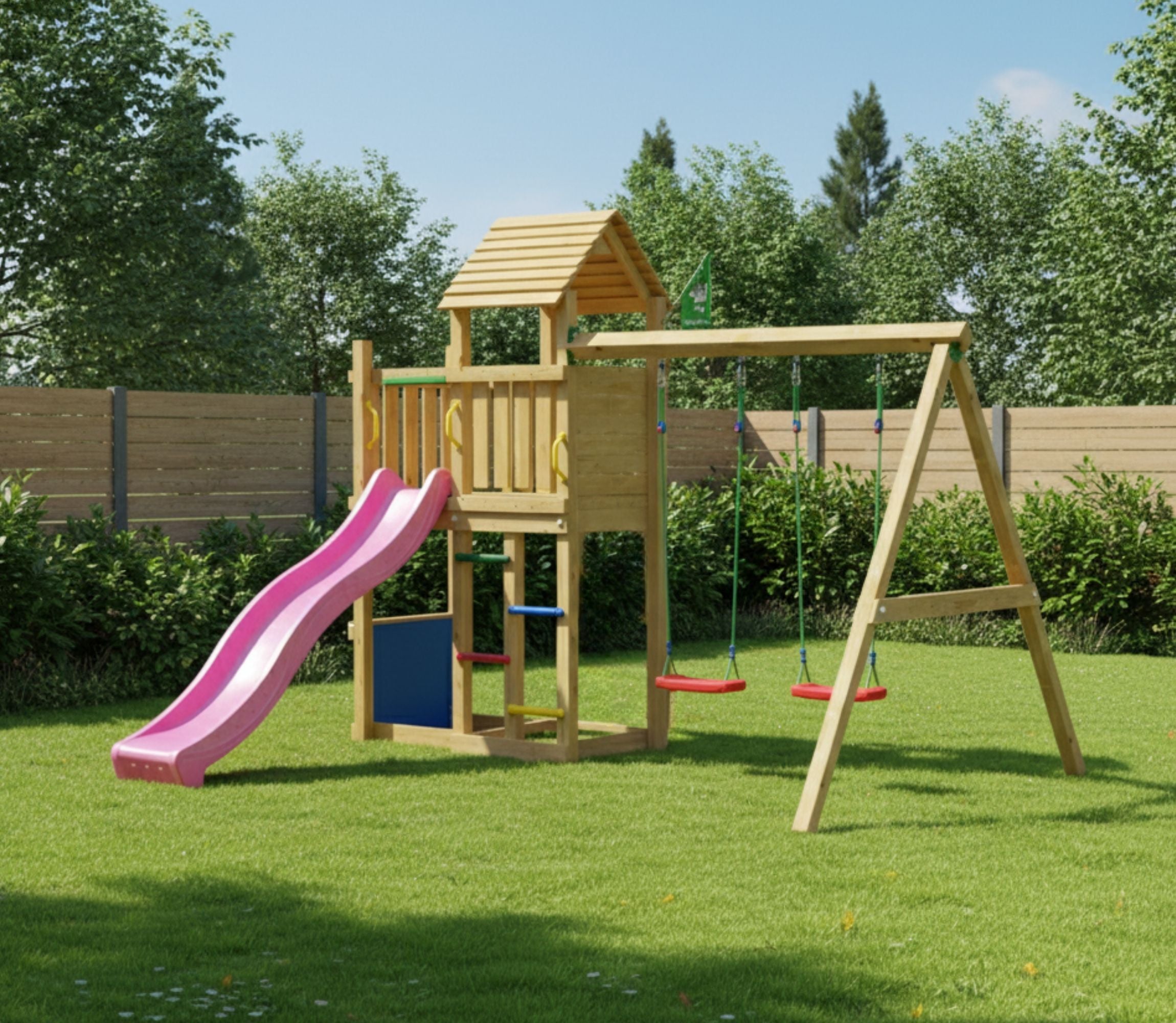 jungle-gym-jungle-breeze-castello-da-arrampicata-in-legno-con-doppia-altalena image 2