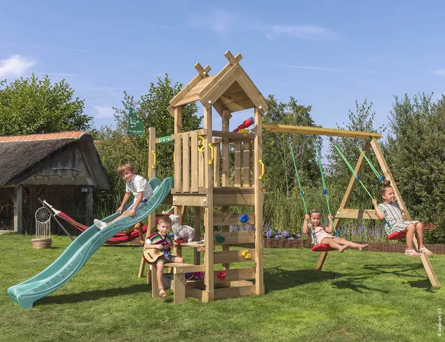 jungle-gym-jungle-teepee-arrampicatore-in-legno-con-doppia-altalena image 1