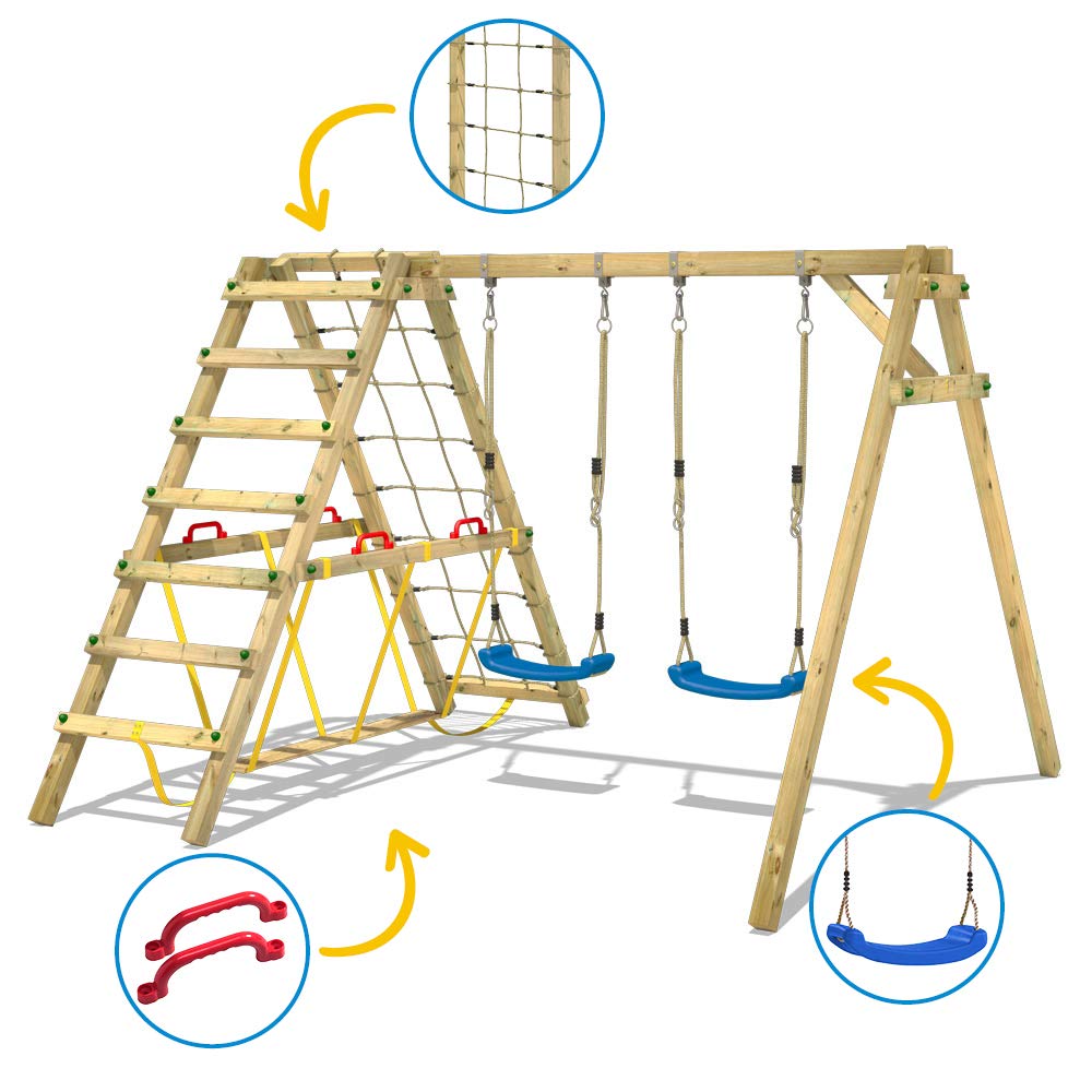 wickey-smart-hike-altalena-doppia-in-legno-per-giardino-con-modulo-surfswing-e-a image 2