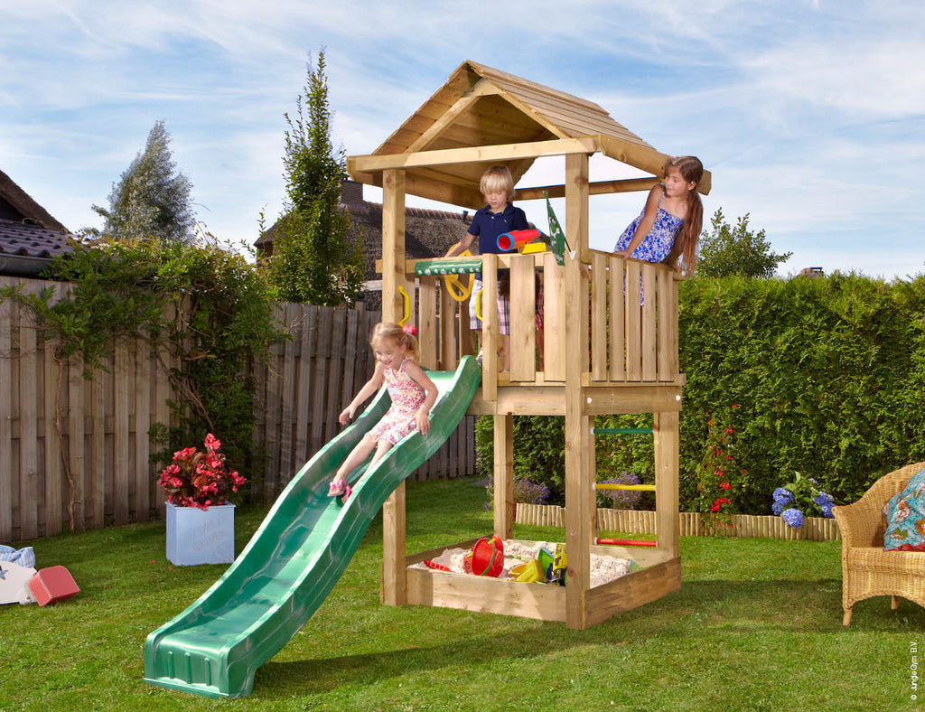 jungle-gym-jungle-house-castello-arrampicata-in-legno-con-scivolo-per-giardino image 1