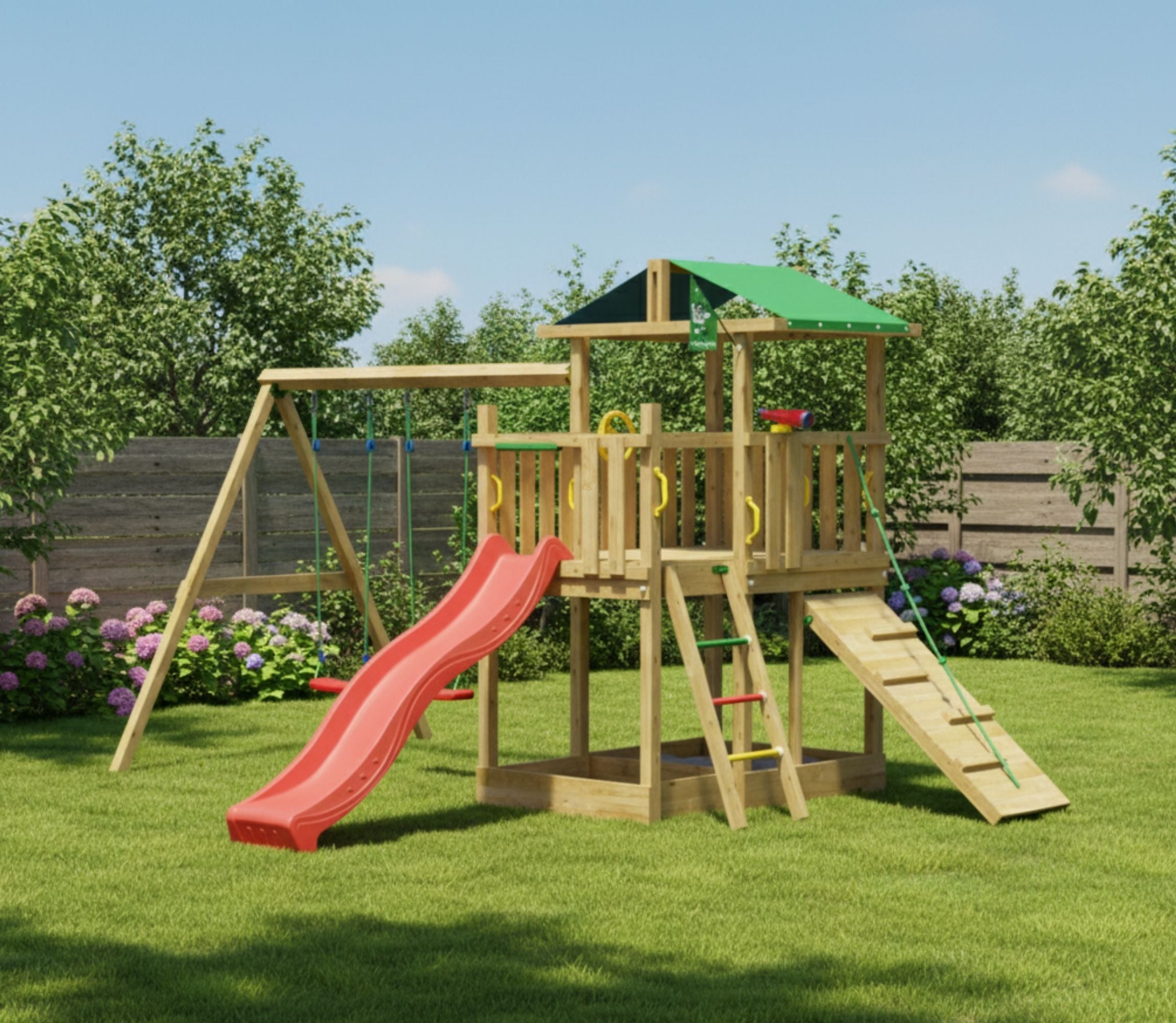 jungle-gym-jungle-zenith-castello-arrampicata-in-legno-con-doppia-altalena-scivo image 2